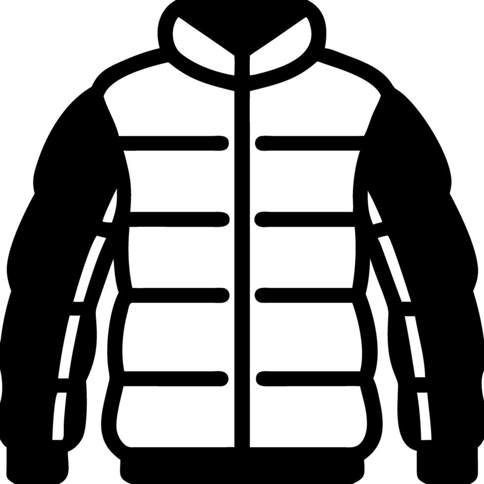 Black Outline Puffer Jacket for Winter Fashion Design Projects vector