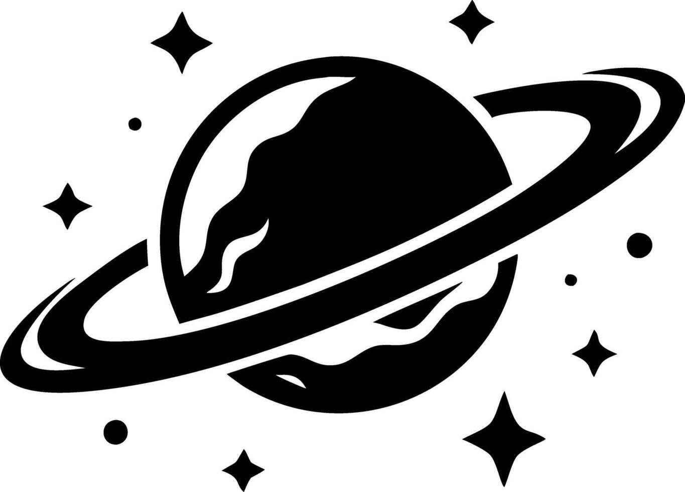 Black Planet with Rings and Stars Illustration for Space-Themed Designs vector