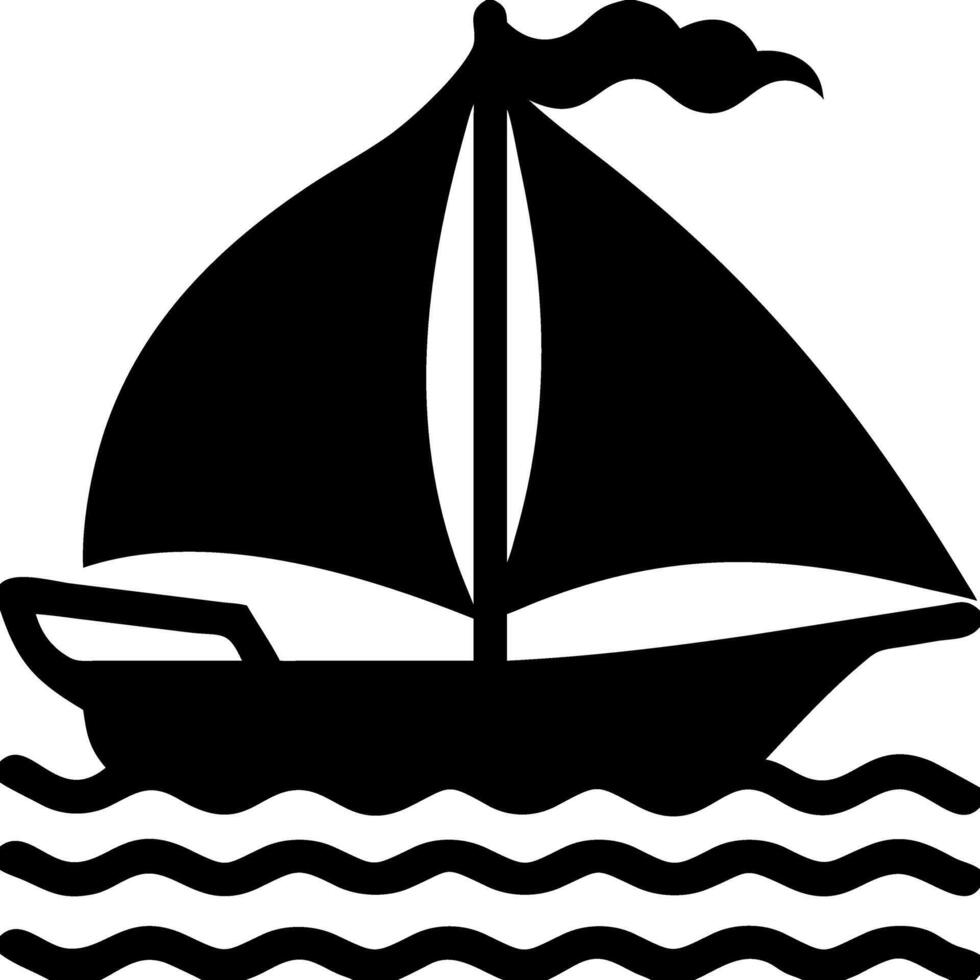 Black Sailboat Silhouette on Waves Design for Nautical Decor and Graphics vector