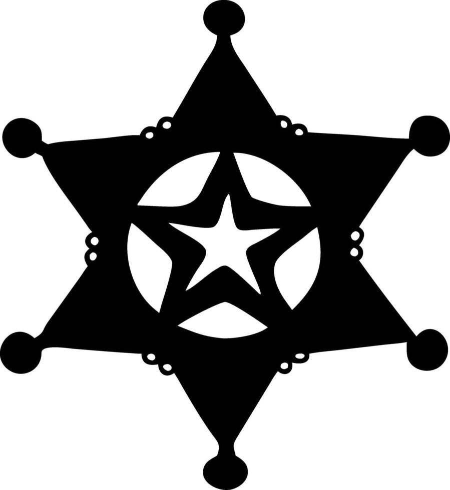 Black Sheriff Badge Silhouette Western Design for Tattoo and Craft Projects vector