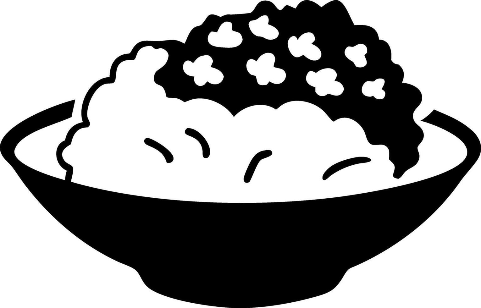 Black Silhouette Bowl Mashed Potatoes and Gravy Illustration for Culinary Design vector