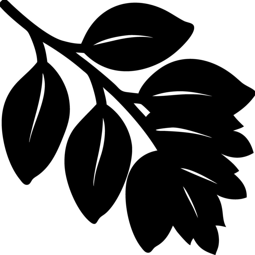 Black Silhouette Branch with Leaves for Nature and Botanical Designs vector