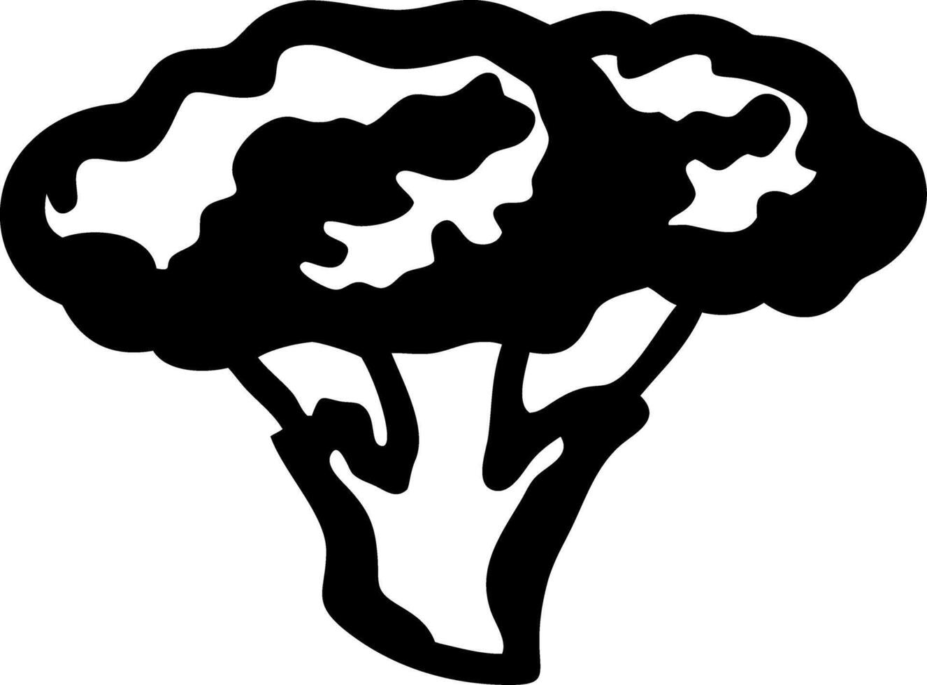 Black Silhouette Broccoli Art for Food and Health Designs vector