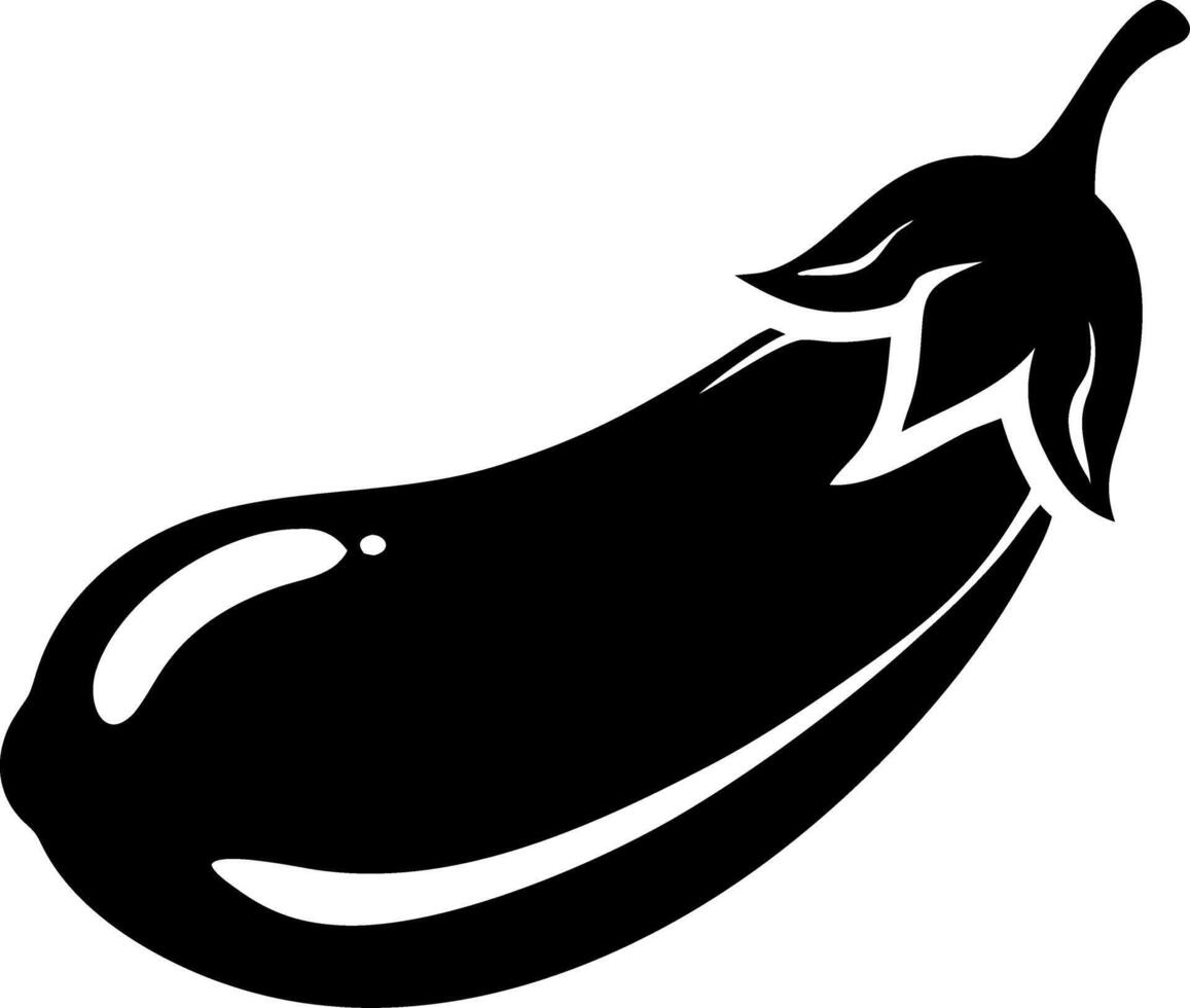 Black Silhouette Eggplant for Art Design and Decoration Projects vector