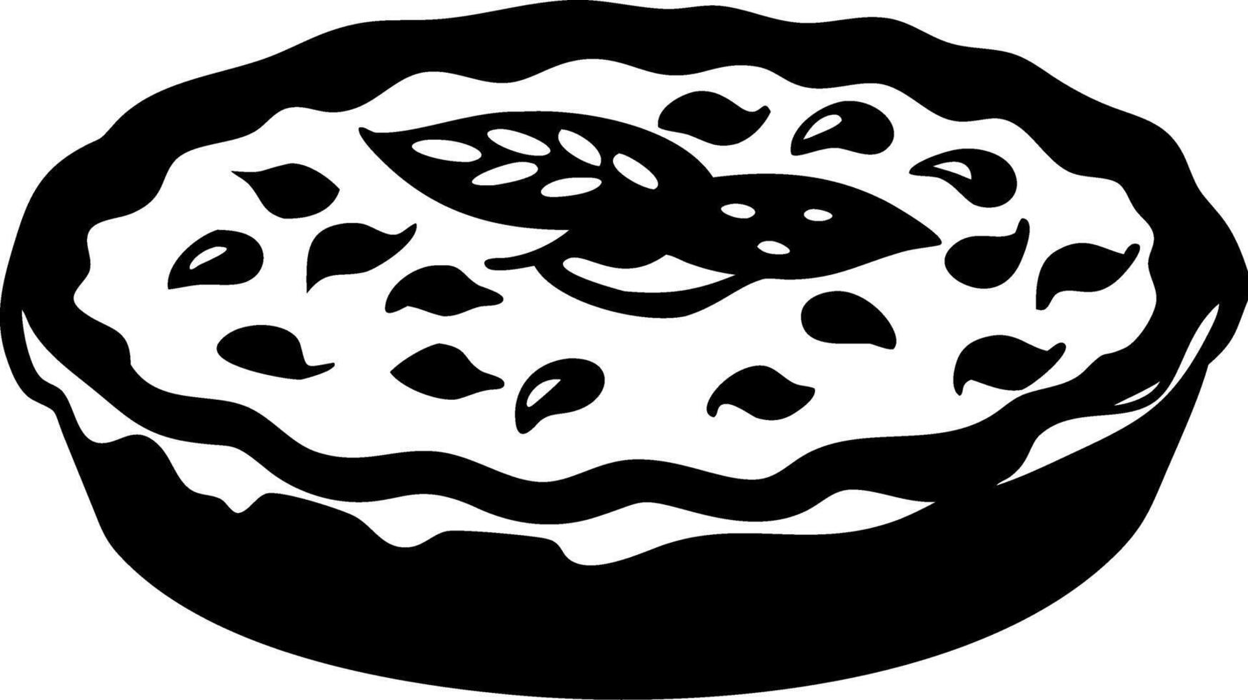 Black Silhouette Delicious Pie with Leaf Design Perfect for Bakery Logo vector