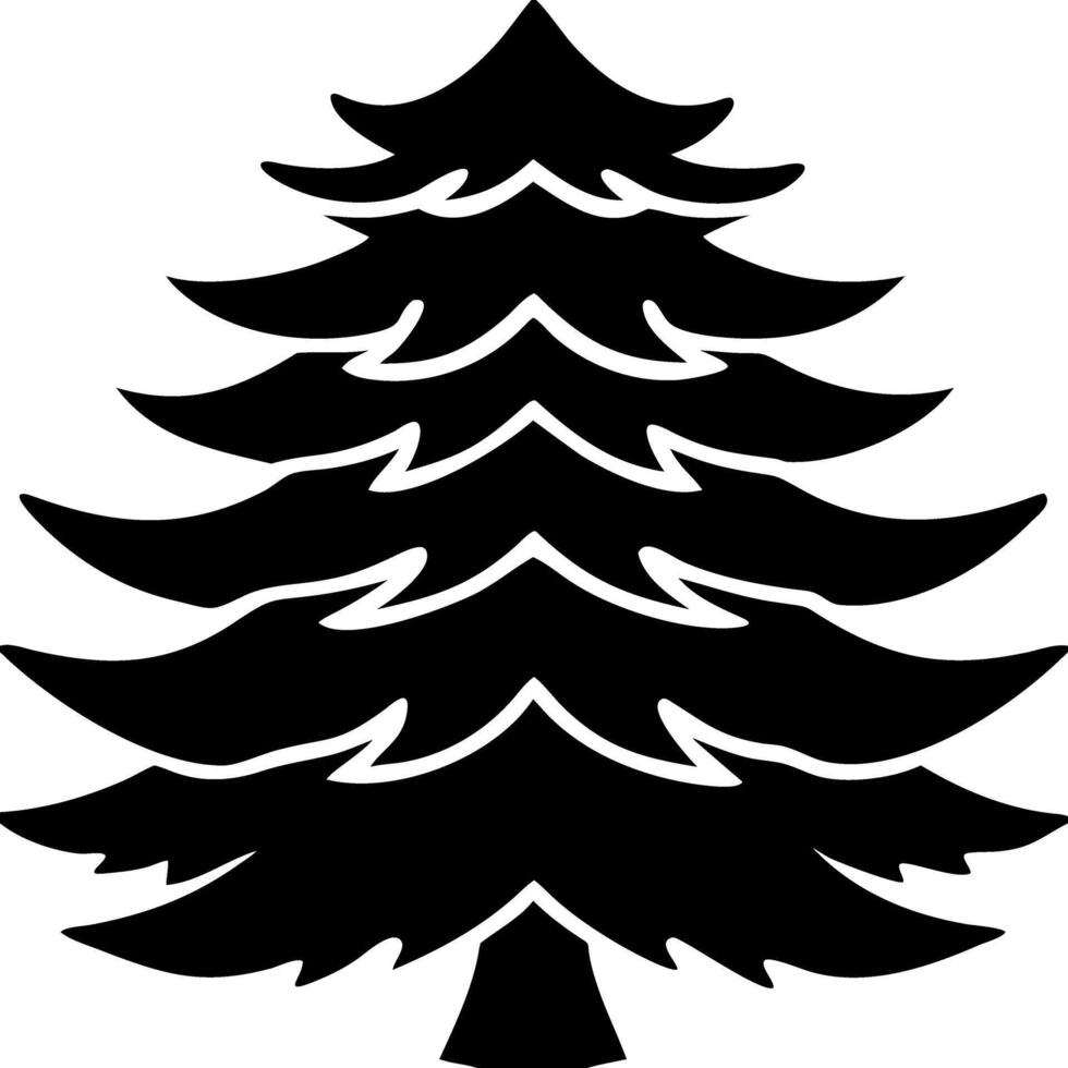 Black Silhouette Evergreen Tree for Holiday Designs and Nature Themes vector