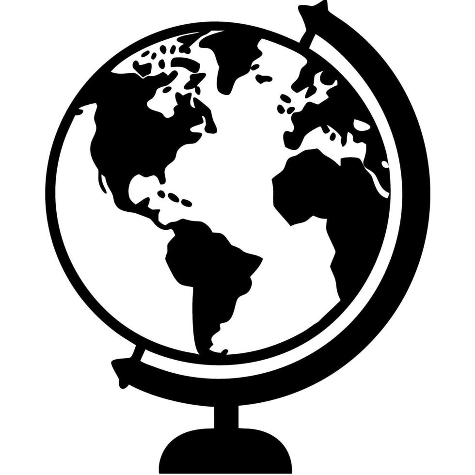 Black Silhouette Globe Illustration for Educational and Design Purposes vector