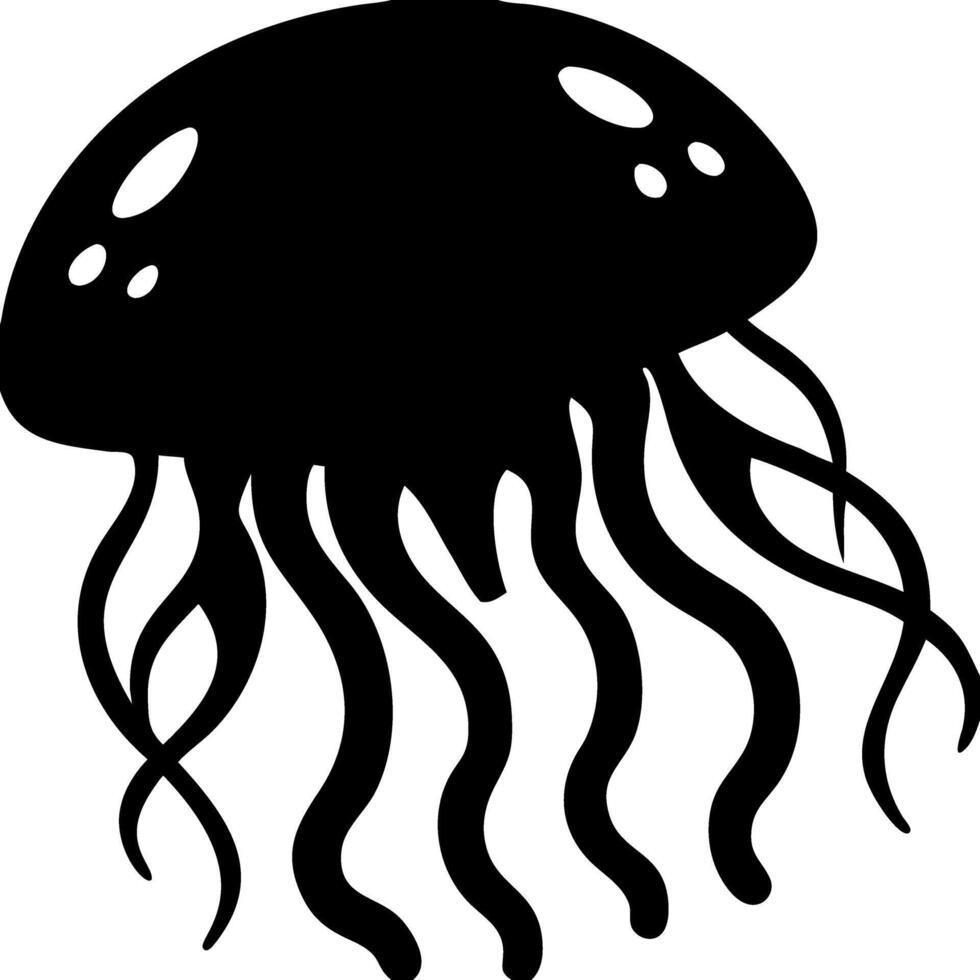 Black Silhouette Jellyfish Illustration for Marine-Themed Art and Design Projects vector