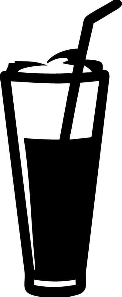 Black Silhouette of Beverage Glass with Straw Perfect for Cafe and Menu Designs vector