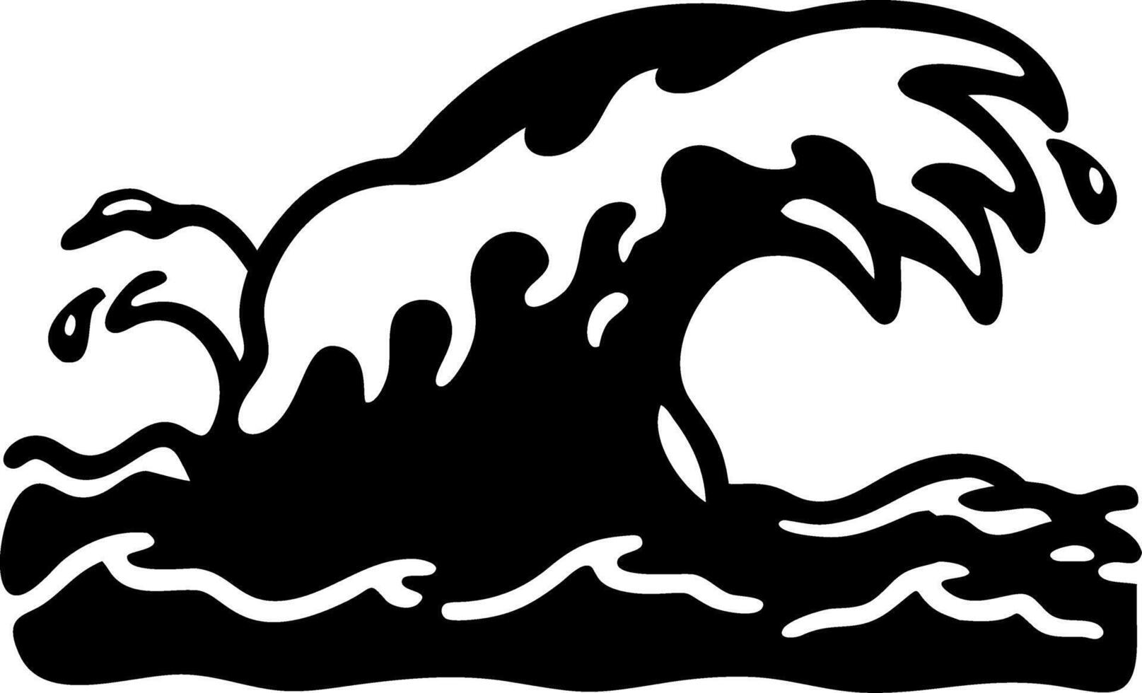 Black Silhouette Ocean Wave Art for Creative Design Projects vector