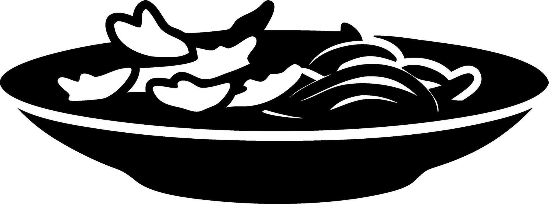 Black Silhouette Pasta Plate Illustration for Culinary Design Projects vector