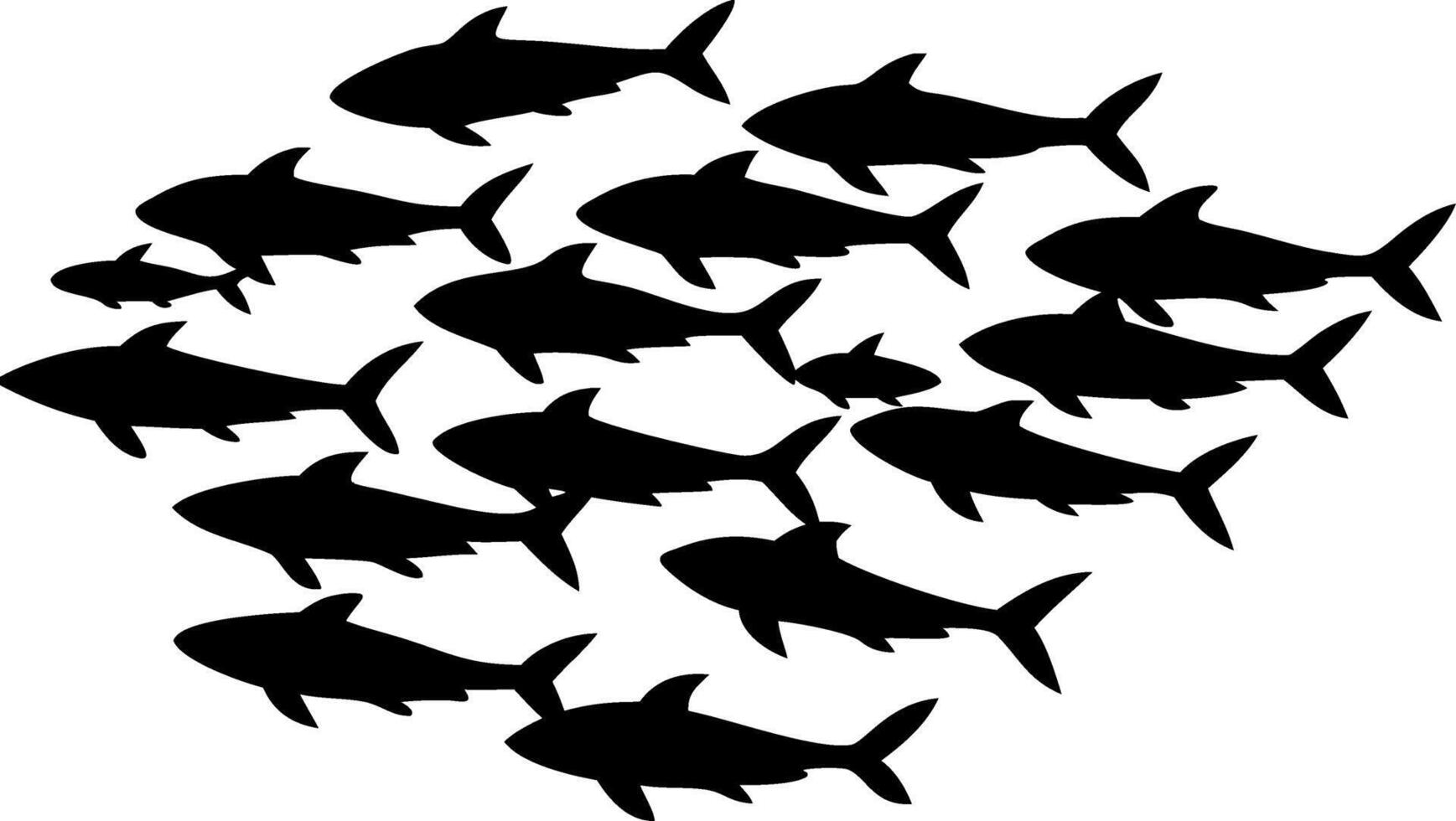 Black Silhouette Shark Group Illustration for Ocean Themed Designs vector