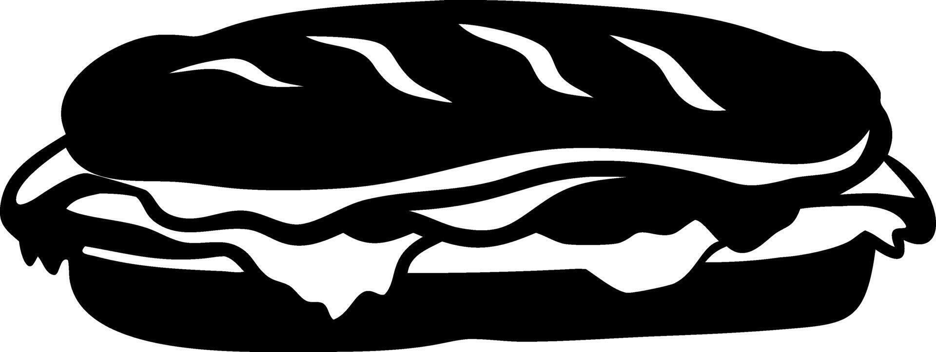 Black Silhouette of Sandwich Sub for Food Illustrations and Design vector