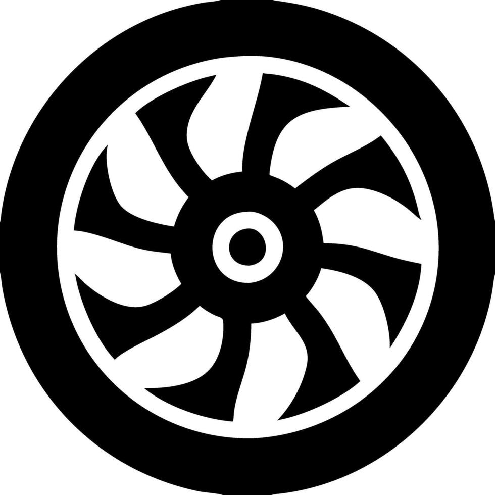 Black Turbine Fan Blade Silhouette for Engineering Design vector