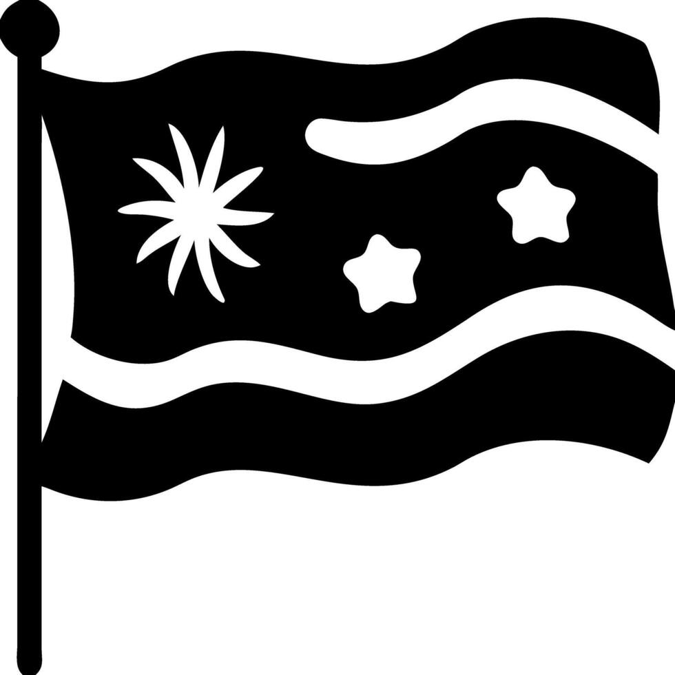 Black Wavy Abstract Flag with Starburst and Star Design Illustration vector