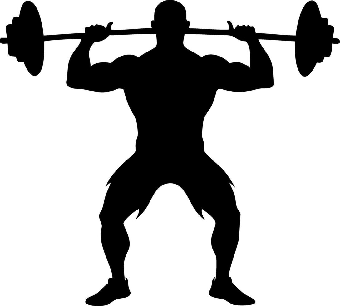 Bodybuilder Silhouette Lifting Heavy Barbell Illustration for Fitness Design vector