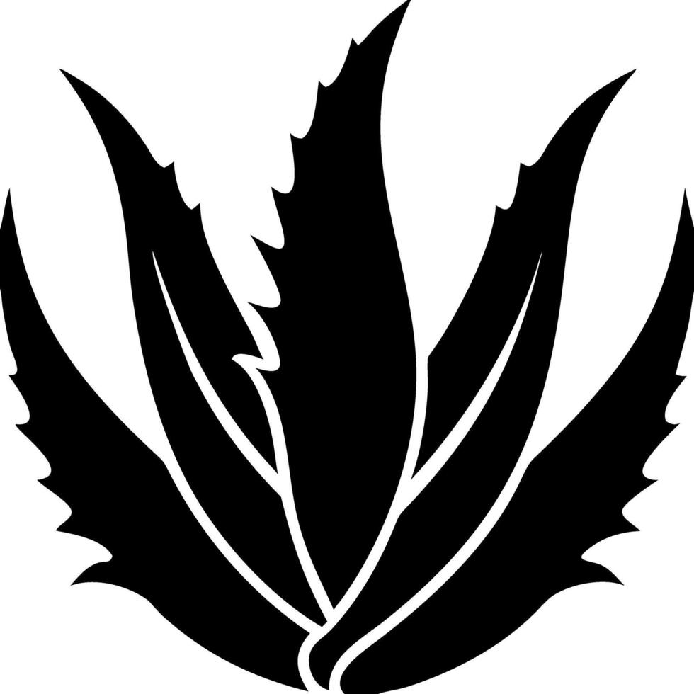 Bold Black Aloe Vera Plant Silhouette Art for Design and Tattoo Ideas vector
