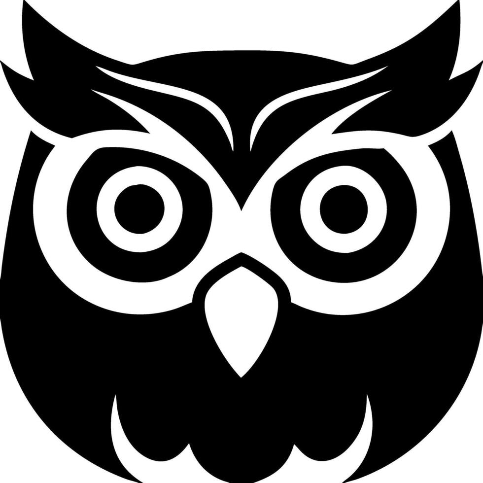 Bold Black Owl Head Illustration for Art Design and Crafts Projects vector