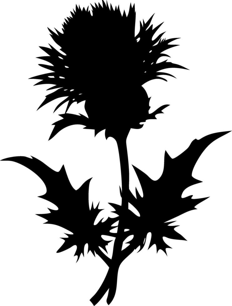 Bold Thistle Silhouette Illustration for Botanical Art and Tattoo Designs vector