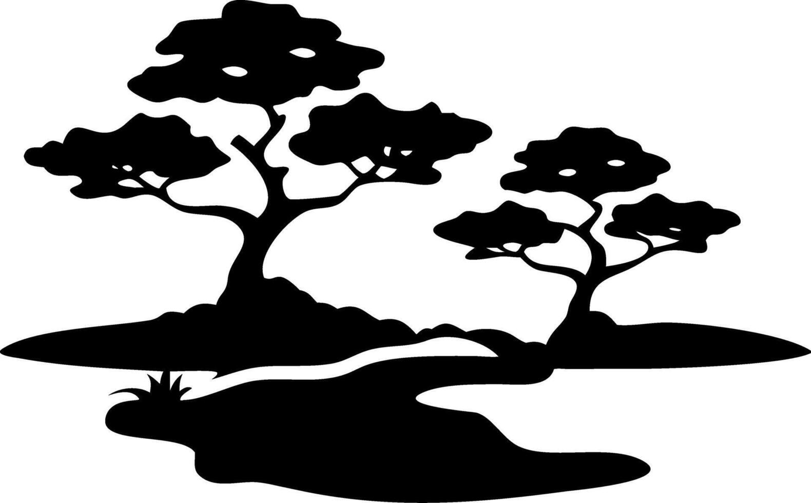 Bonsai Tree Silhouette for Art Design and Tattoo Inspiration vector