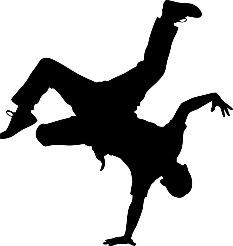 Breakdancer Silhouette Performing Handstand Perfect for Street Dance Art and Designs vector