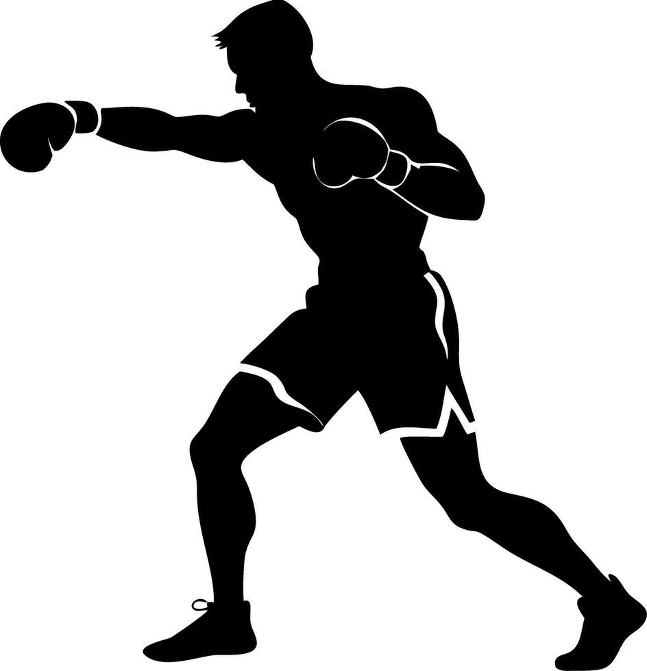 Boxer Silhouette Throwing Punch Art for Sports Design and Fitness Projects vector