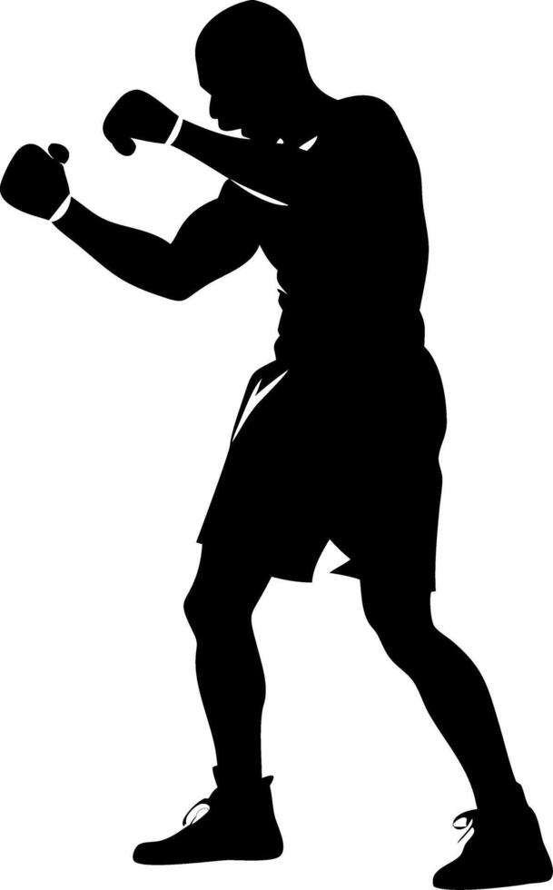 Boxer Silhouette Ready to Fight Lifelike Illustration for Sports Design vector