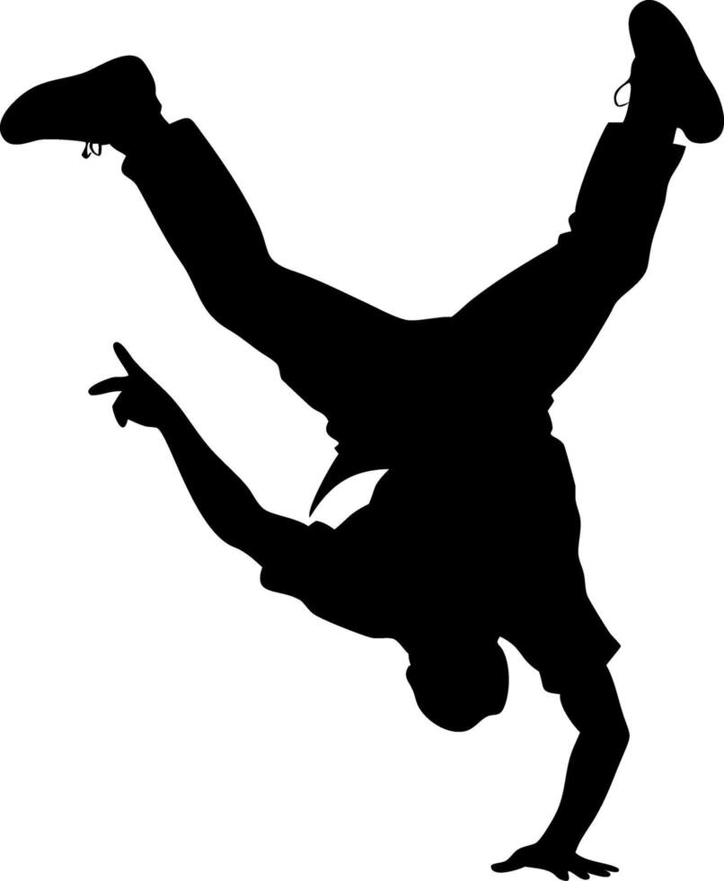 Breakdancer Silhouette Performing Handstand Urban Dance Art vector