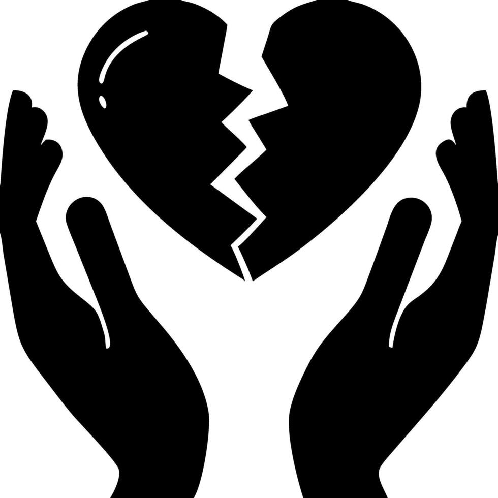 Broken Heart Symbol Emotional Support Hands Illustration vector