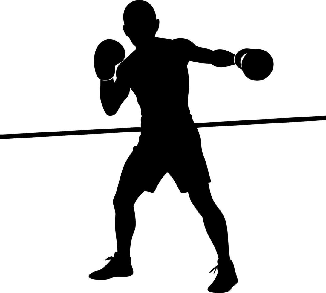 Boxer Silhouette Throwing Punch Illustration for Sports Art and Design vector