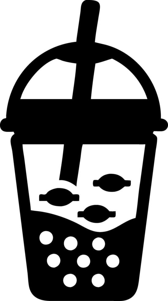 Bubble Tea Drink Black Silhouette for Menu Design and Marketing vector
