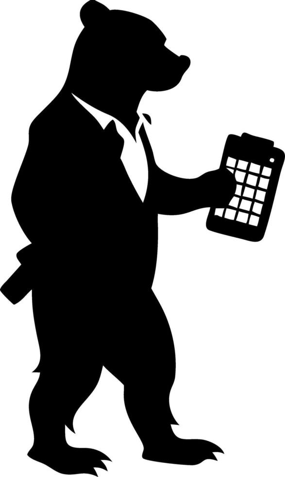 Business Bear Silhouette with Clipboard for Design and Inspiration vector