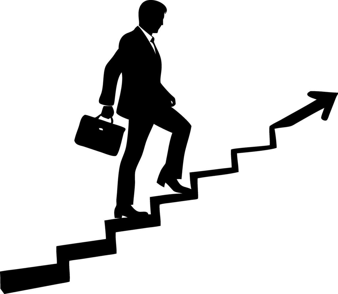 Businessman Climbing Stairs Symbolizing Career Success and Growth vector