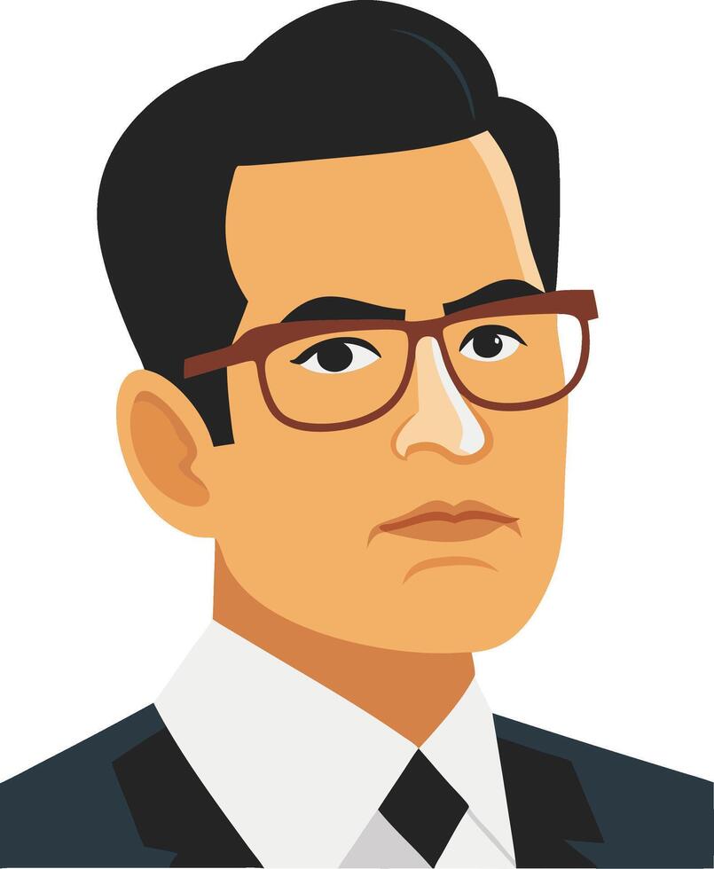 Businessman Portrait Illustration in Suit with Glasses for Professional Use vector