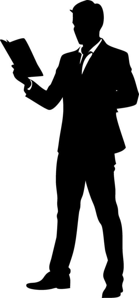 Businessman Silhouette Holding Document for Corporate Design and Presentation vector