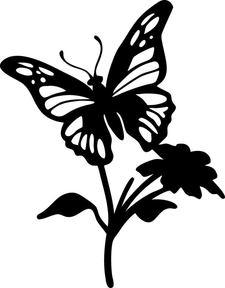 Butterfly Silhouette on Flower Art for Nature Illustrations and Designs vector