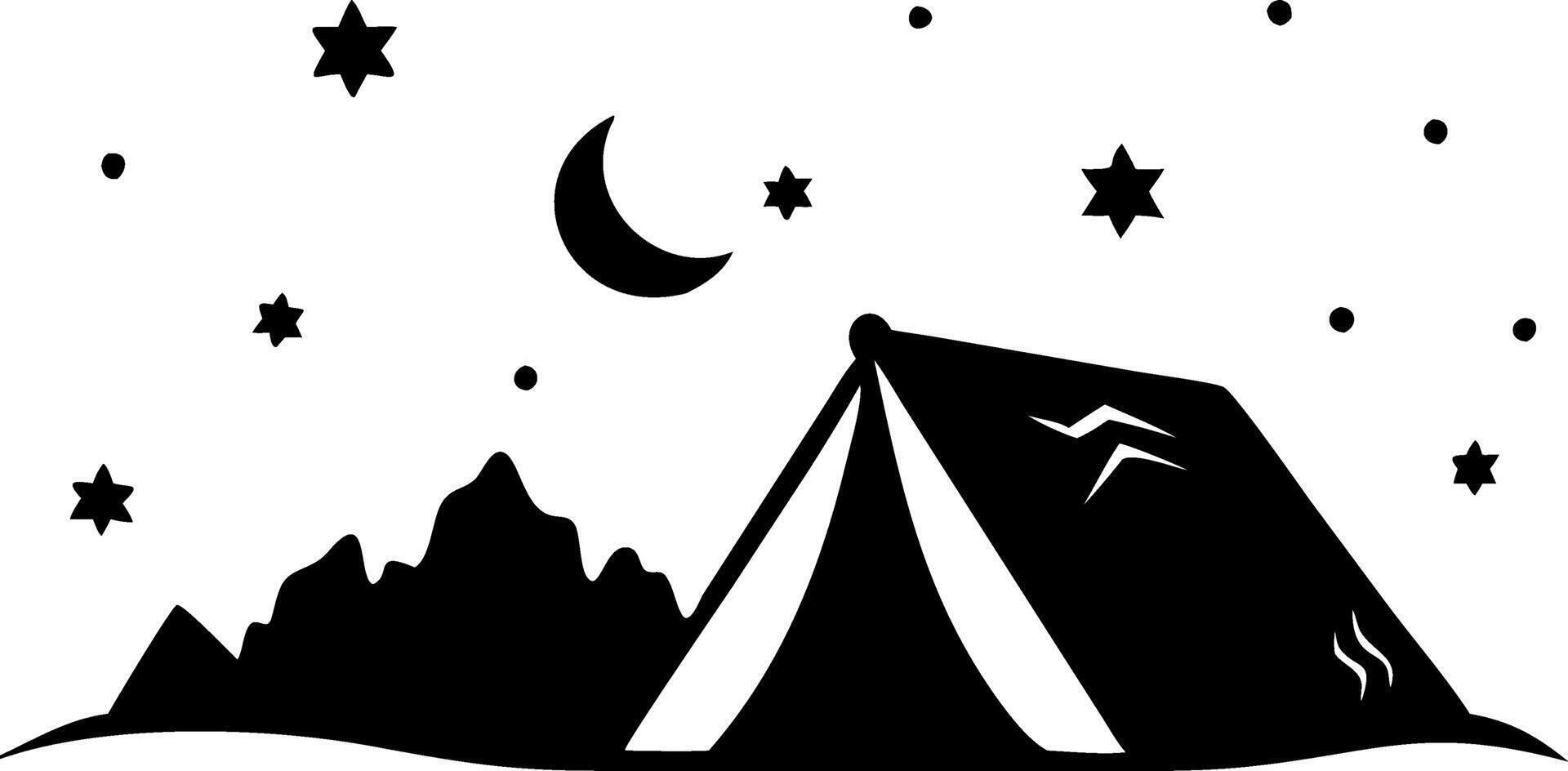 Camping Tent Night Sky Art for Adventure and Outdoors Use vector