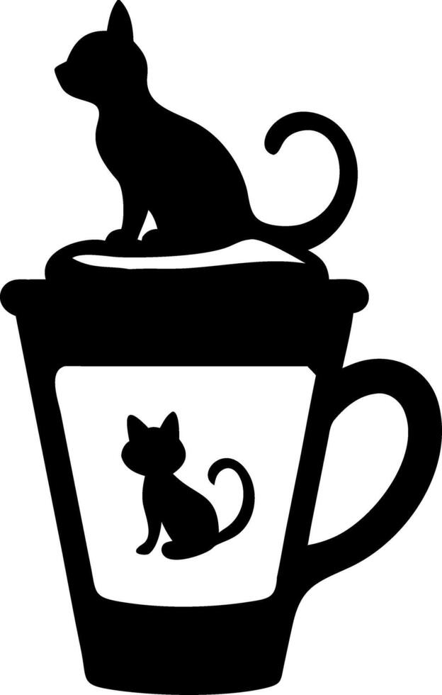 Cat Silhouette on Coffee Cup Creative Art for Decor and Design vector