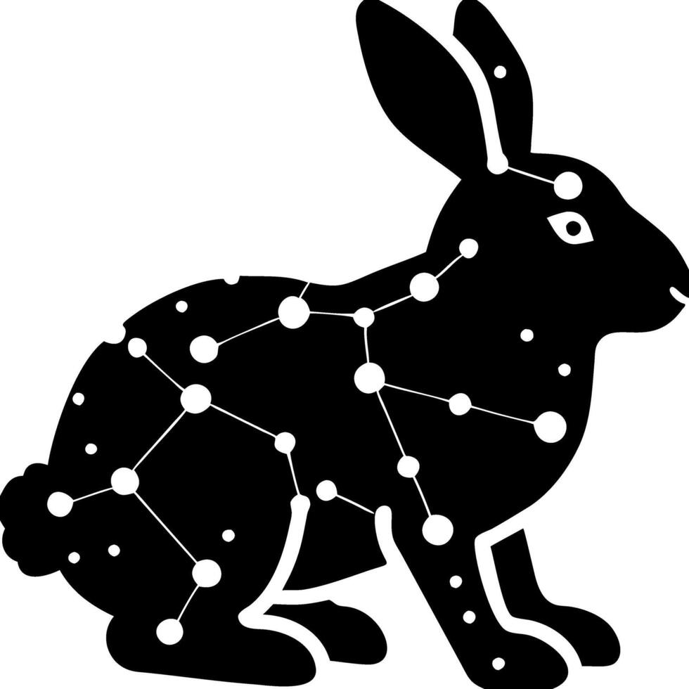 Celestial Rabbit Silhouette Constellation Illustration for Artistic Uses vector