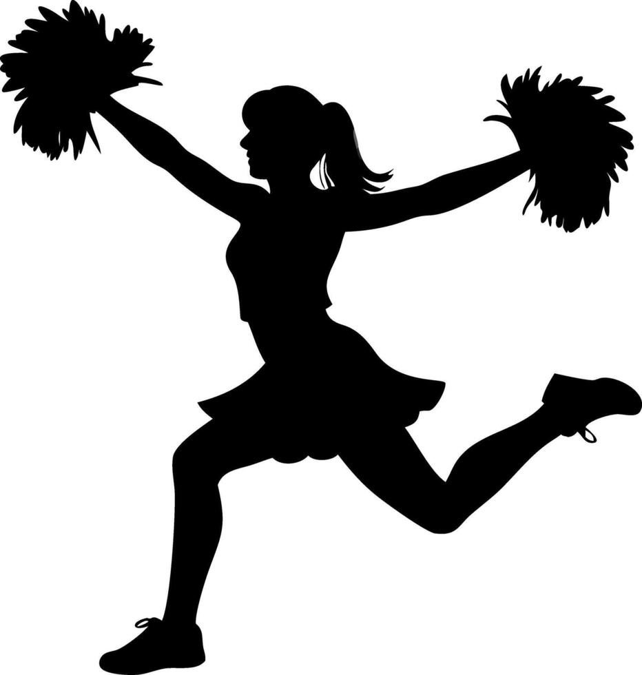 Cheerleader Silhouette Jumping with Pom Poms Illustration for Dance and Sports Design vector