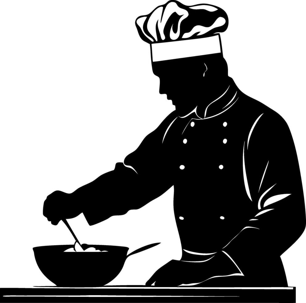 Chef Cooking Silhouette Illustration for Culinary Designs and Graphics vector