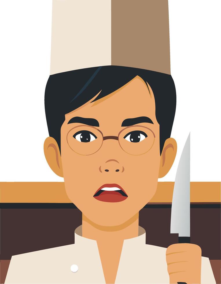 Chef Holding Knife Illustration for Culinary Print and Digital Designs vector