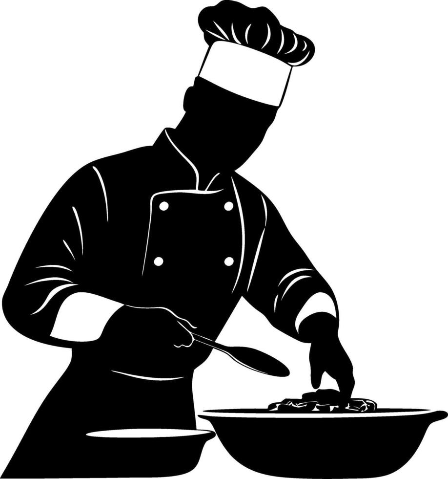 Chef Silhouette Cooking in Kitchen Illustration for Culinary Projects and Graphic Design vector