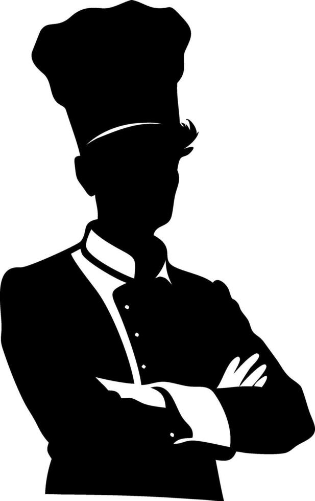 Chef Silhouette Art in Black and White for Culinary Designs and Branding vector