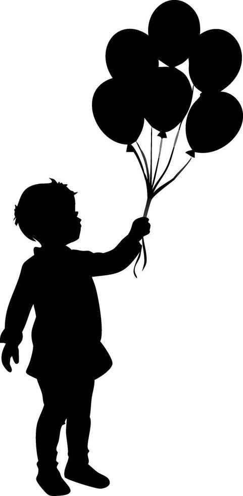 Child Holding Balloons Silhouette Art for Creative Projects vector