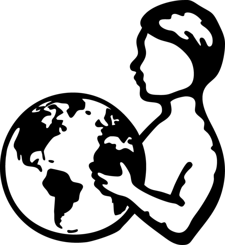 Child Holding Planet Earth Illustration for Environmental Awareness vector