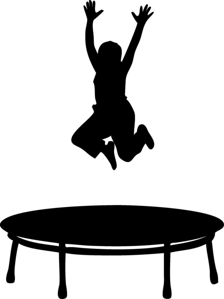 Child Jumping on Trampoline Silhouette for Fun Activity Illustration vector
