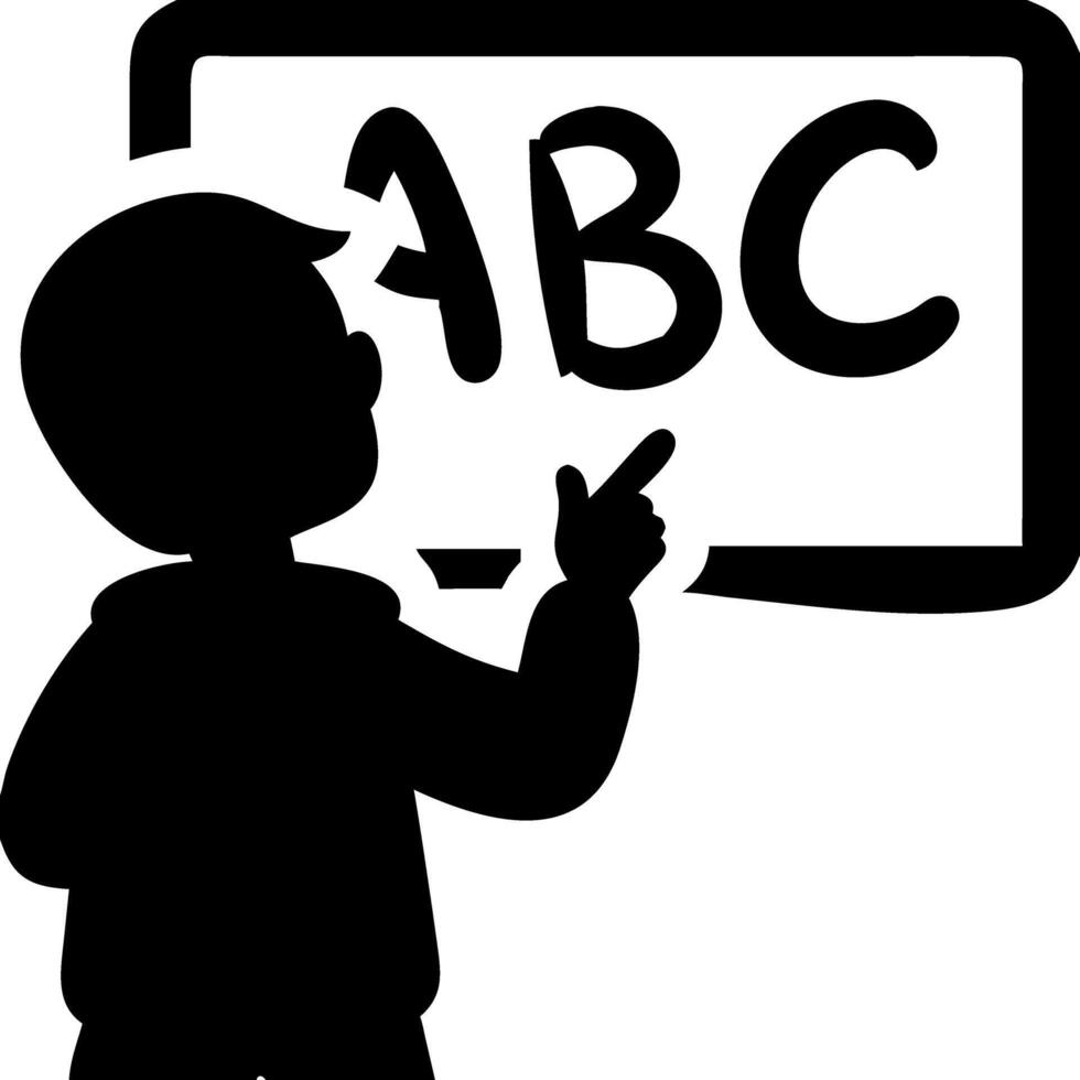 Child Learning ABC on Chalkboard Silhouette Education Illustration vector