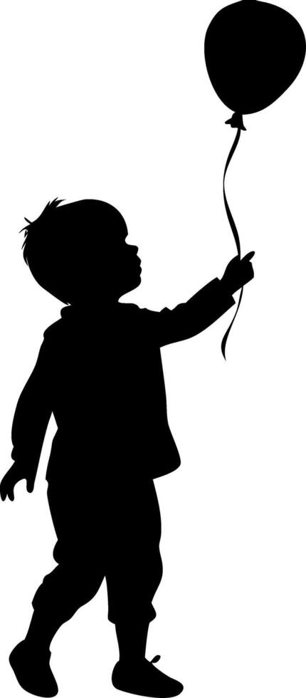 Child Silhouette Holding Balloon Minimalist for Decoration and Design Projects vector