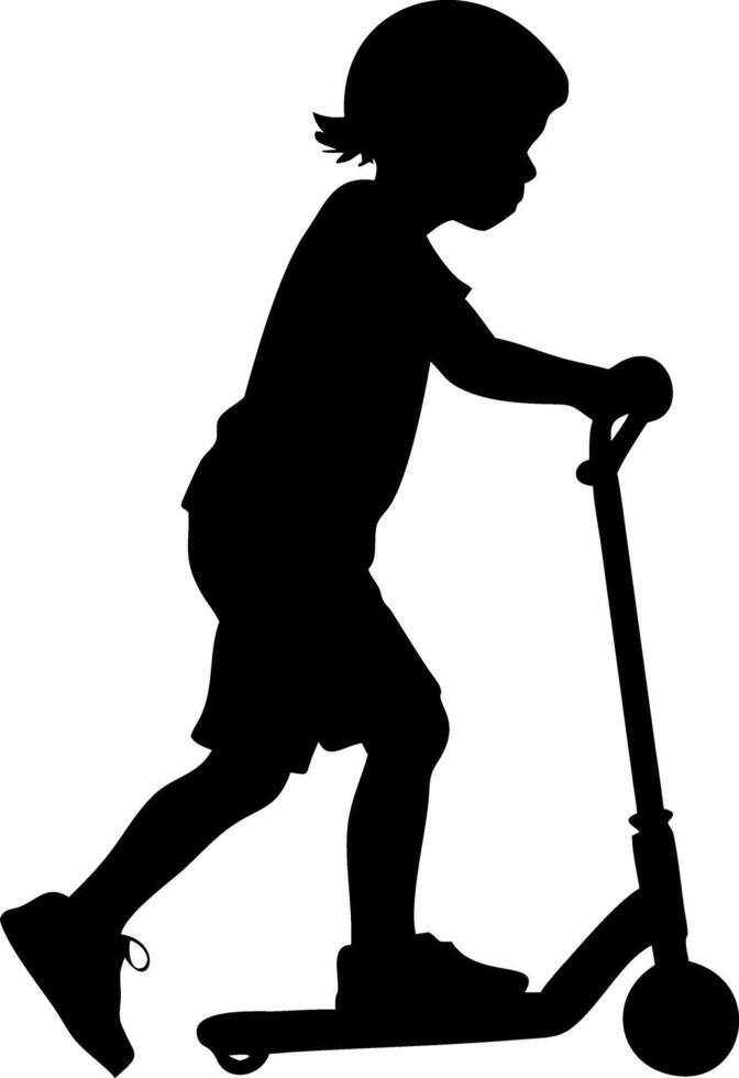 Child Silhouette Riding Scooter for Fun and Outdoor Play Illustration vector